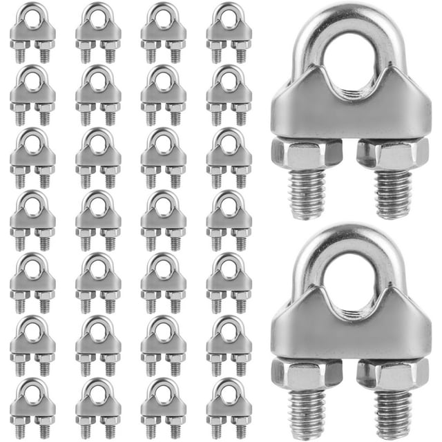 Stainless Steel Cable Clamps, Steel Cable Clamps, U-Shaped Cable Clamps for Wire Rope, Wire, Rope, 20PCS-M6-6mm