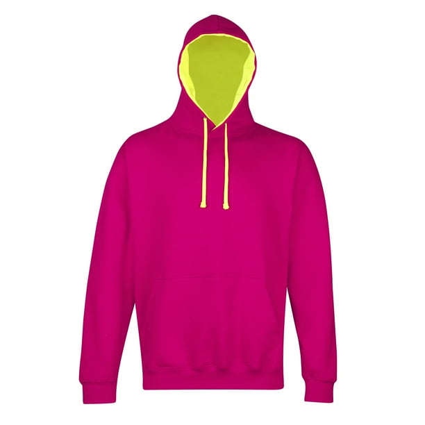 AWDis - Sudadera con capucha Superluminosa Modelo Superbright Hombre/Caballero - Gym/Correr (Rosa chillon/ Amarillo Eléctri)
