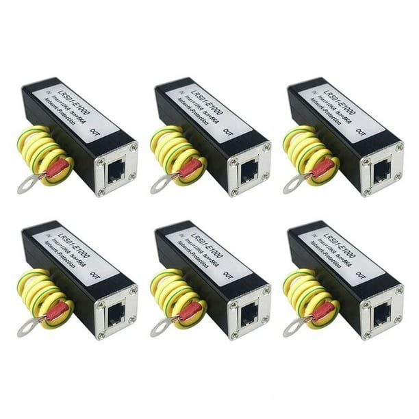 6X POE 1000M Protector de Red POE 1000M Monitor CáMara Protector Sobretensiones RJ45 Gigabit Ethernet Dispositivo de ProteccióN Descargador