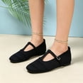 thumbnail image 6 of Willtoo Mary Jane Shoes Women Square Toe Knit Breathable T-Strap Buckle Slip On Walking Shoes Lightweight Comfort Casual Ballet Flats, 6 of 6