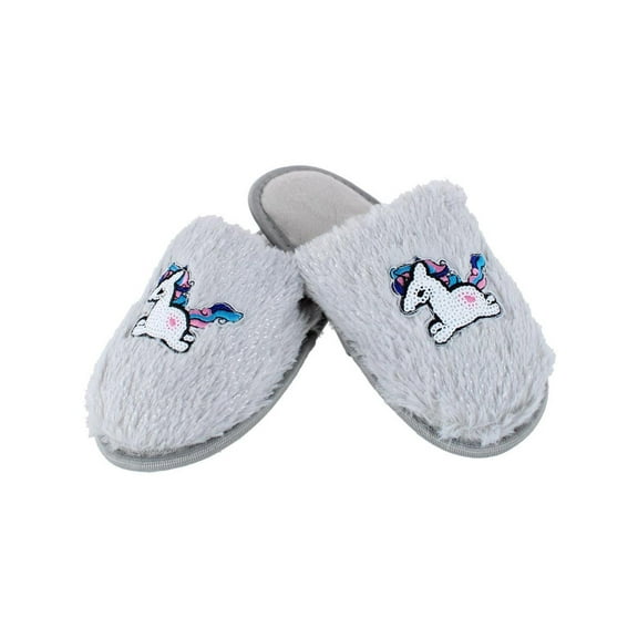 CTM Girl's Fuzzy Unicorn Slide Slippers