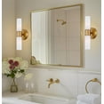 thumbnail image 3 of Kira Home Duo 14" Modern Wall Sconce with Frosted Glass Cylinder Shades, Linear 2-Light Wall Light, Warm Brass Finish, 3 of 8