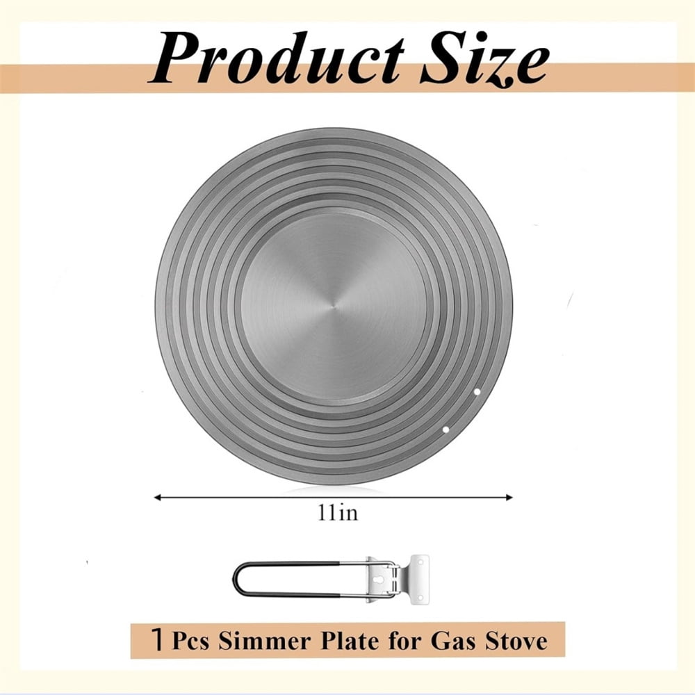 Heat Diffuser for Cooktop,Aluminum Stove Top Heat Diffuser,Thickened Upgraded Version Cooker Mat,Foldable and Hangable Non-Slip Handle,Topboutique Diffuser Plat,11 in