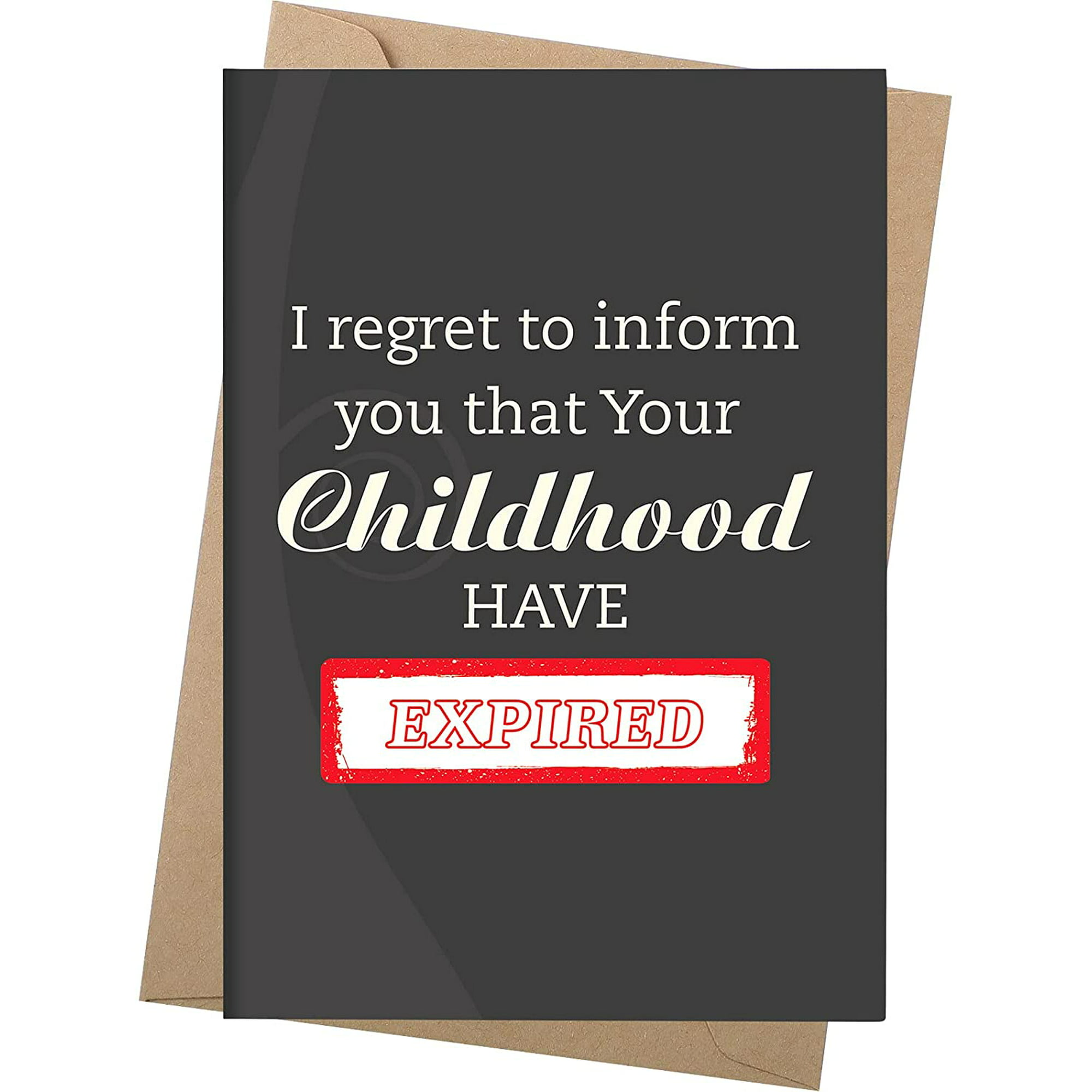 2 Pieces Funny 18th Birthday Card 18th Birthday Greeting Card with Kraft  Envelope 18th Birthday Joke Card Happy Birthday Greeting Card Your  Childhood Have Expired for Girl, Boy, Son, Daughter, Nephew |