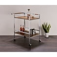 thumbnail image 2 of Pilaster Designs Millam 2-tier Metal Wheeled Serving Bar Cart in Oak/Chrome, 2 of 3