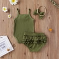 thumbnail image 2 of Diconna Baby Girls Outfit, Solid Color Suspender Romper, Casual Shorts, 2 of 7