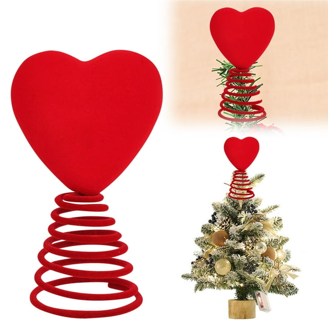 Mini Valentine's Day Tree Top Decoration Mini Tree Top Decoration Valentine's Day Decoration Sparkling Heart Shaped Tree Hat Valentine's Day Decoration Home Decoration Cooking Ornament Big Christmas
