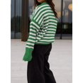 thumbnail image 6 of Women's Oversized Crew Neck Sweater Long Sleeve Knit Pullover Cozy Fall Tops Casual Loose Knitwear Green XL, 6 of 7