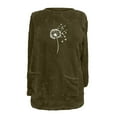 thumbnail image 3 of Women's Printed Fleece Sweaters Causal Crewneck Sweatshirts Graphic Trendy Soft Fuzzy Sweater Long Sleeve Pullover Tops (2XL, Army Green), 3 of 4