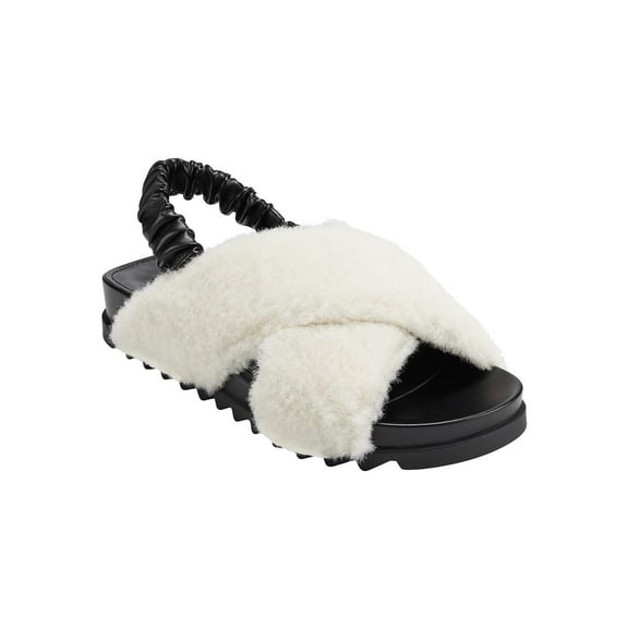 Marc Fisher Womens Javin 2 Faux Fur Flat Slingback Sandals