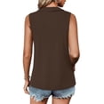 thumbnail image 5 of Women Half Zip Ribbed Sleeveless Tank Tops Dressy Casual Sporty Daily Vests Blouse Coffee XXL, 5 of 6