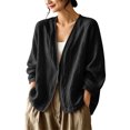 thumbnail image 5 of Kadlawus Women Fall Long Sleeve Loose Cardigan Open Front Casual Knit Shawl Wrap Cozy Soft Flowy for Daily Office Weekend Travel, Black M, 5 of 9