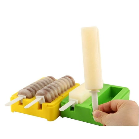 Ice Pop Molds Soft Popsicle Molds Ice Pop Makers With Lid Reusable Silicone Molds 2 Different Shapes Easy Removal 4 Sets BPA Free& FDA