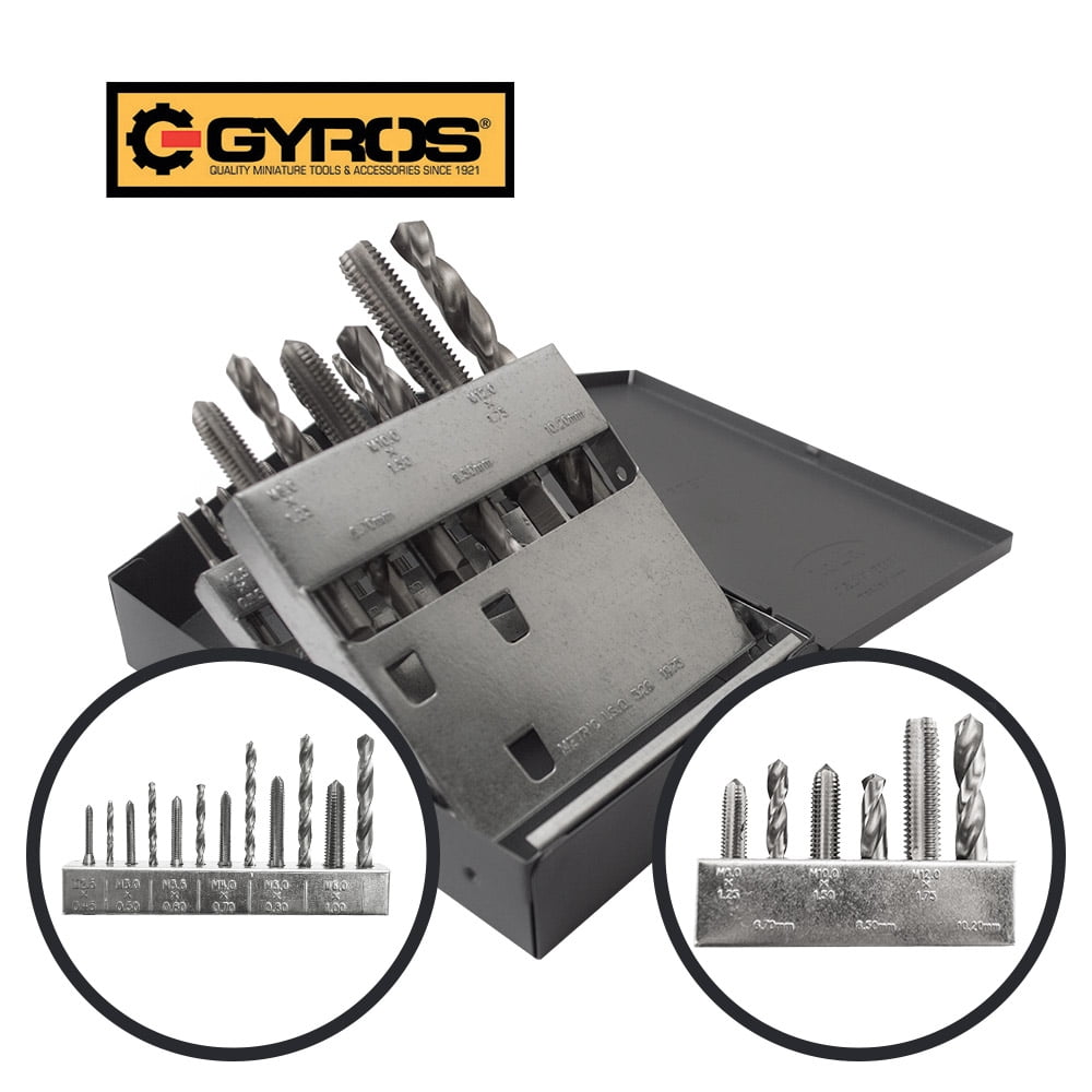 Gyros 18 Piece Metric Tap and Drill Bit Set High Speed Steel 118