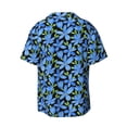 thumbnail image 6 of Lsque Blue Flowers print Men's Cuban Collar Short Sleeve Shirt Summer Beachwear Casual Button Down Fashionable Vacation Leisure Shirt-Large, 6 of 7