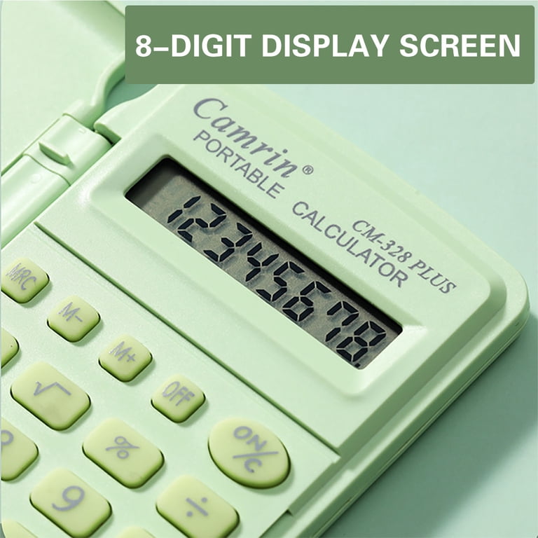 Calcolatrice Tascabile 8 Cifre – Display Digitale, Alimentazione Solare E Batteria, Colore Verde