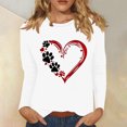 thumbnail image 3 of Womens Tops 3/4 Sleeve Shirts Cute Dog Paw Printed Sweatshirt Crewneck Pullover Top Loose Cotton Sweaters Long Sleeve Tunic Top Casual Sweatshirt for Womens Casual Tee Shirts 02-White L, 3 of 4