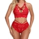 thumbnail image 1 of VISgogo Conjunto de lencería de mujer de 2 piezas, sujetador push-up transparente de ganchillo + panty de tiras de cintura media para novia, esposa, 4 colores VISgogo  moda, 1 of 6