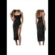 thumbnail image 3 of Vestido Vaquero con Aberturas y Tirantes Finos para Mujer, con Espalda Descubierta, Cremallera en la Espalda y Desgastado, Hasta la Pantorrilla. Negro L, 3 of 7
