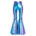 thumbnail image 4 of RUNQHUI Kids Girls Split Bell-Bottom Metallic Pants for Party Pageant Dance Sparkle Bell Bottoms Blue 8, 4 of 6
