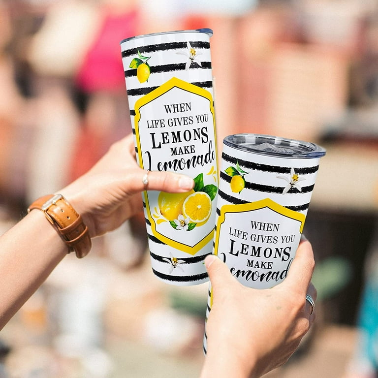 Lemon Tumbler 20 oz Travel Coffee Mug Lemon Summer Skinny Tumblers with Lid  and Straw Stainless Steel Insulated Coffee Cups Gift for Lemon Lover 