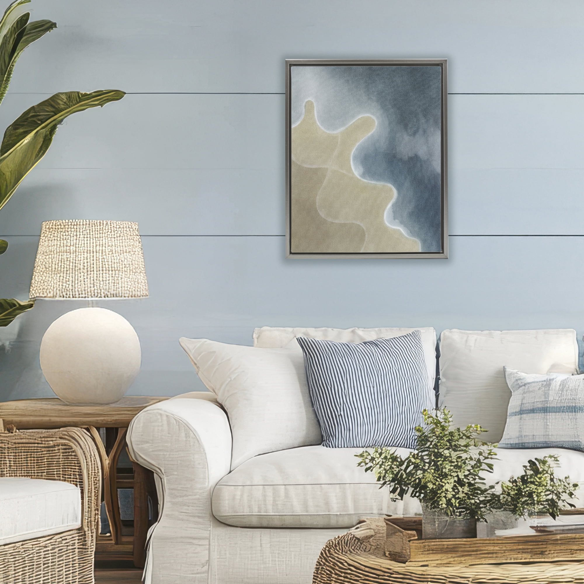 Stupell Industries Turning The Tides Contour Gray Framed Floater Canvas Wall Art, design by Grace Popp
