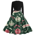 thumbnail image 4 of Christmas Dresses for Women Women's Christmas Printed Long Sleeve Round Neck Plus Size Evening Prom Dresses for Formal Christmas Party,Dark Green,3XL, 4 of 5
