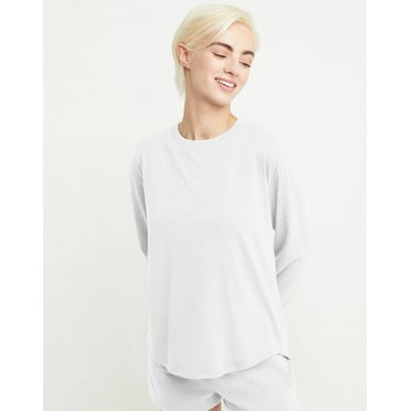 Hanes Originals Tri-Blend Women's Long Sleeve T-Shirt, Relaxed Fit Eco White M