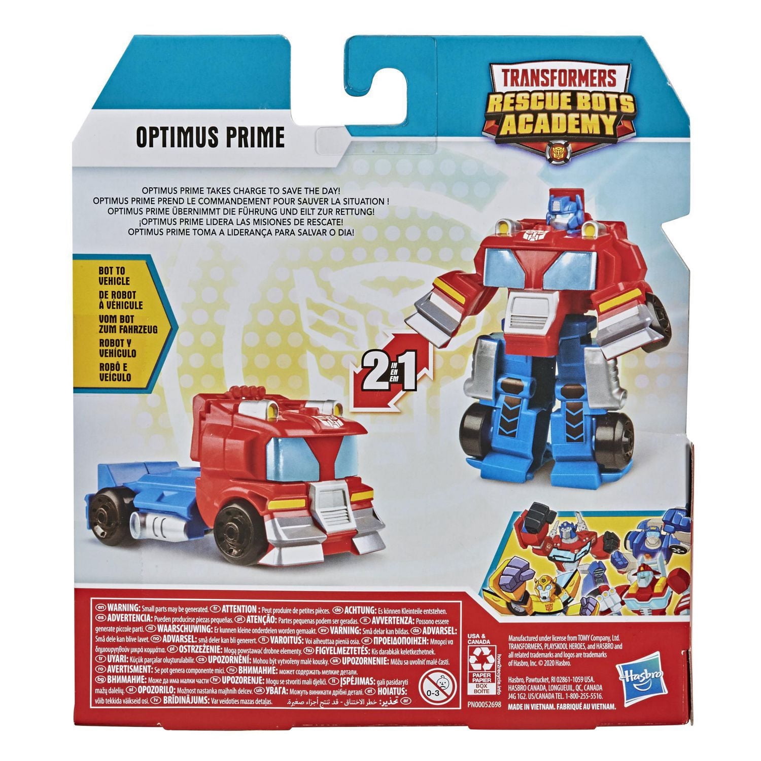 Playskool Heroes Transformers Rescue Bots Academy Classic Heroes Team Optimus Prime Converting Toy, 4.5-Inch Action Figure, Ages 3 and Up
