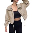thumbnail image 2 of LOVZFMLL Vestes pour Femmes, Veste Longue Décontractée Polyvalente à Manches Longues avec Capuche, 2 of 4