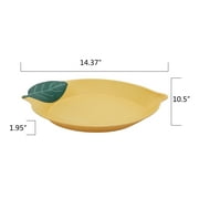 Mainstays by Becky G. & Alejandra Bamboo Melamine Figural Lemon Serve Platter, Green Leaf