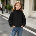thumbnail image 6 of Mitankcoo Girls Mock Neck Ribbed Top Kids Loose Long Sleeve Pullover Sweatshirt for Fall Winter Casual Daily Outfits 4-15Y, 6 of 8
