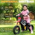 thumbnail image 6 of Ktaxon 24V 250W Dirt Bike, Electric Powered Motorcycle, up to 14 mph, Electric Ride on with Shock Absorption Suspension for 10+, Red, 6 of 11