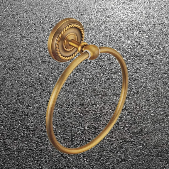 Raindrops Golden Copper Bath Towel Ring for Hanging with Polished Metal Plating and 180 Degree Rotation