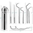 thumbnail image 4 of Juego de 7 palillos de dientes portátiles de acero inoxidable, kit de limpieza de palillos de dientes de metal reutilizable con soporte para picnic al aire libre, camping, viajes, 4 of 5