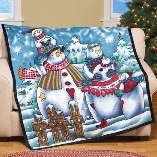Snowman Family Christmas Fleece Throw