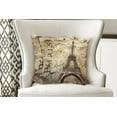 thumbnail image 4 of Ambesonne Paris Throw Pillow Cover 2 Pack, Eiffel Tower on Grunge Wall, 20", Brown Beige, 4 of 6