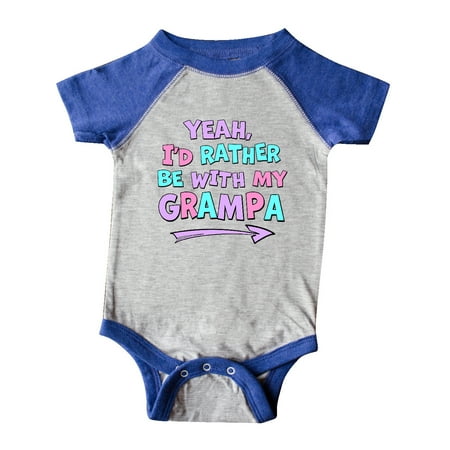 

Inktastic Yeah I d Rather be with My Grampa in Pink Blue and Purple Gift Baby Boy or Baby Girl Bodysuit