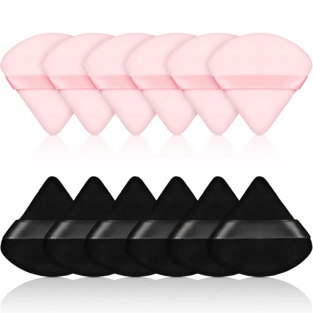 12 Piezas Soplo de Polvo Cara Triángulo Soplo de Maquillaje para Polvo Suelto Cuerpo Suave Cosmético Base Esponja Polvo Mineral Herramienta de Maquillaje Seco Húmedo