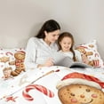 thumbnail image 5 of Manfei Cartoon Gingerbread Man 7pcs Bedding Comforter Set,Christmas Candy Queen Bedding Sets,White Red Brownr Queen Sheet Sets For Boys Girls,Microfiber Bedroom Decor Reversible, 5 of 9