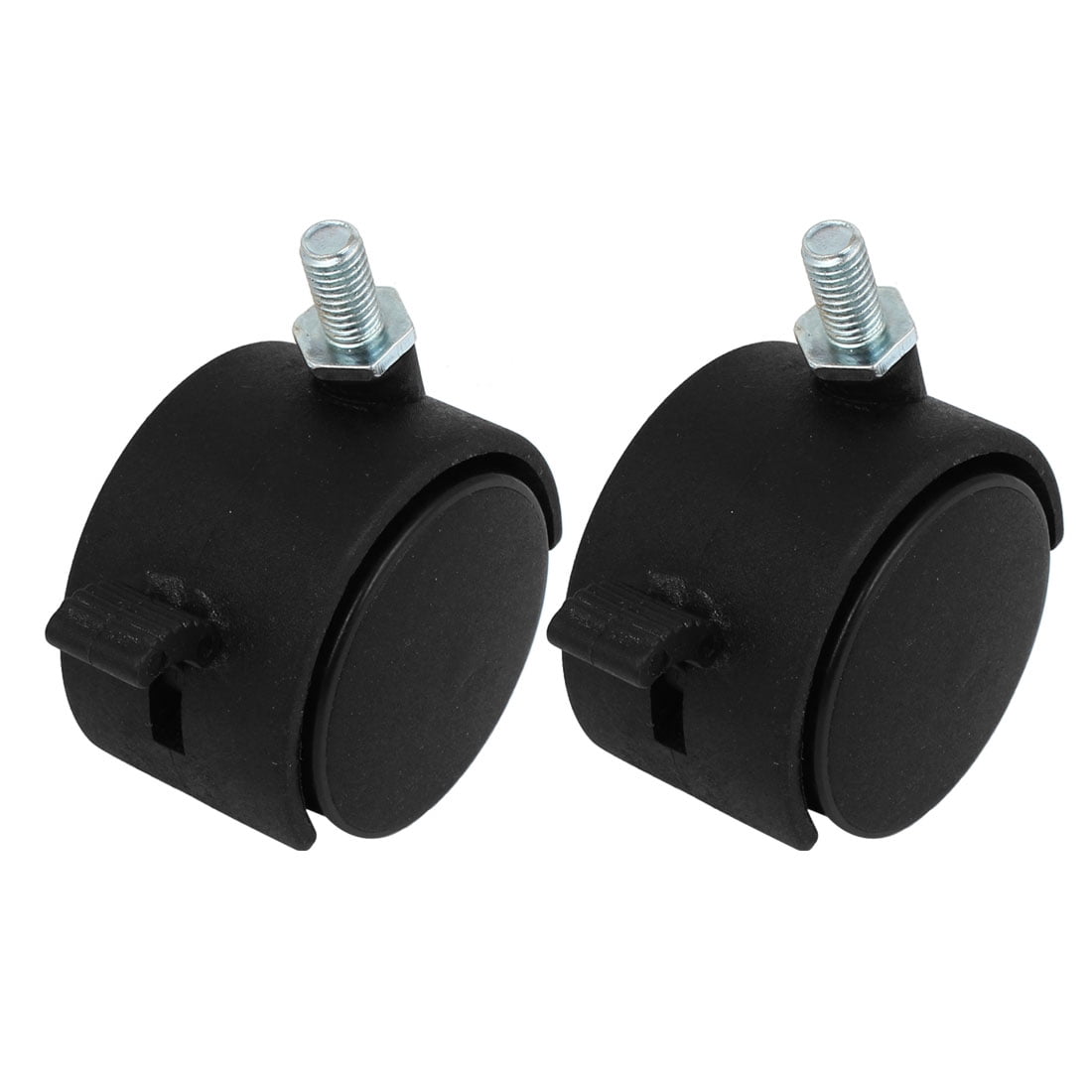 Unique Bargains 2 Pcs Black 8mm Screwstem 2' Dia Wheel 360 Degree Rotation Swivel Locking Caster
