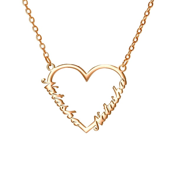 NUNCAD Custom Name Love Heart Pendant Personalized Name Heart Necklace for Women Valentine's Day Gift Gold/Silver/Rose Gold