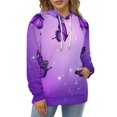 thumbnail image 4 of Dreamy Purple Butterfly Pattern Men's Women Vintage 3D Hooded Sweatshirt - All-Season Loose Fit Streetwear, 4 of 6