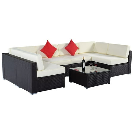 Costway 7pc Furniture Sectional Pe Wicker Patio Rattan Sofa Set Costway 7pc Furniture Sectional Pe Wicker Patio Rattan Sofa Set Couch Brown