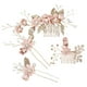 thumbnail image 1 of Minnieouse Conjunto de 4 piezas de peinetas de flores para boda, tocado elegante para mujer, hermoso tocado de novia, accesorio de joyería de moda Accesorio para el cabello Rosado Minnieouse AP012181-02, 1 of 6