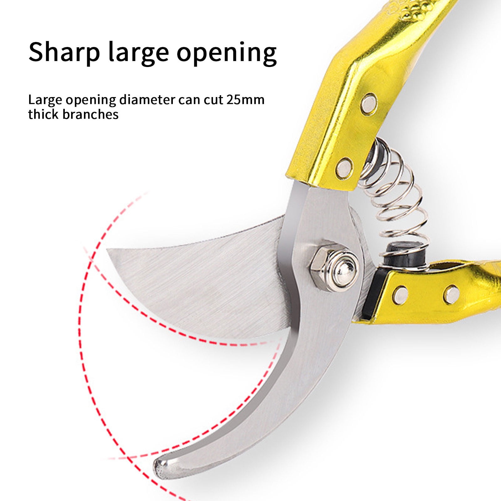 Stainless Steel Garden Pruning Shears - Bypass Handheld Clippers + Flower Cutting Tool, 1-Piece 8.4in Blade, for Gardening/Yard Work, Anti-Slip Ergonomic Scissors, Gold