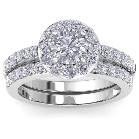 SuperJeweler 2 1/4 Carat Round Shape Lab Grown Diamond Bridal Set In 14K White Gold For Women