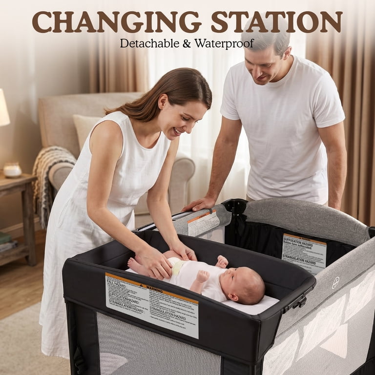 AILEEKISS 4-in-1 Portable Baby Play Yard with Changing Table for