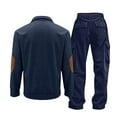 thumbnail image 2 of guisaled Men's Corduroy Tracksuit Outfit Quarter Button Stand Collar Long Sleeve Sweatshirts And Pants Casual Sweatsuit 2 Piece Set, 2 of 6