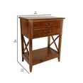 thumbnail image 3 of Wooden Nightstand with 2 Drawers and Criss Cross Sides, Brown- Saltoro Sherpi, 3 of 4